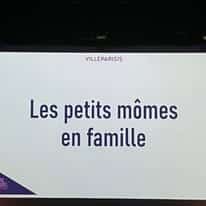 722755266_1299547955666361_5627805710709720553_n Presentation slide with the title: 'Les petits mômes en famille'; 'VILLEPARIS' appears at the top, white background and a purple corner accent.